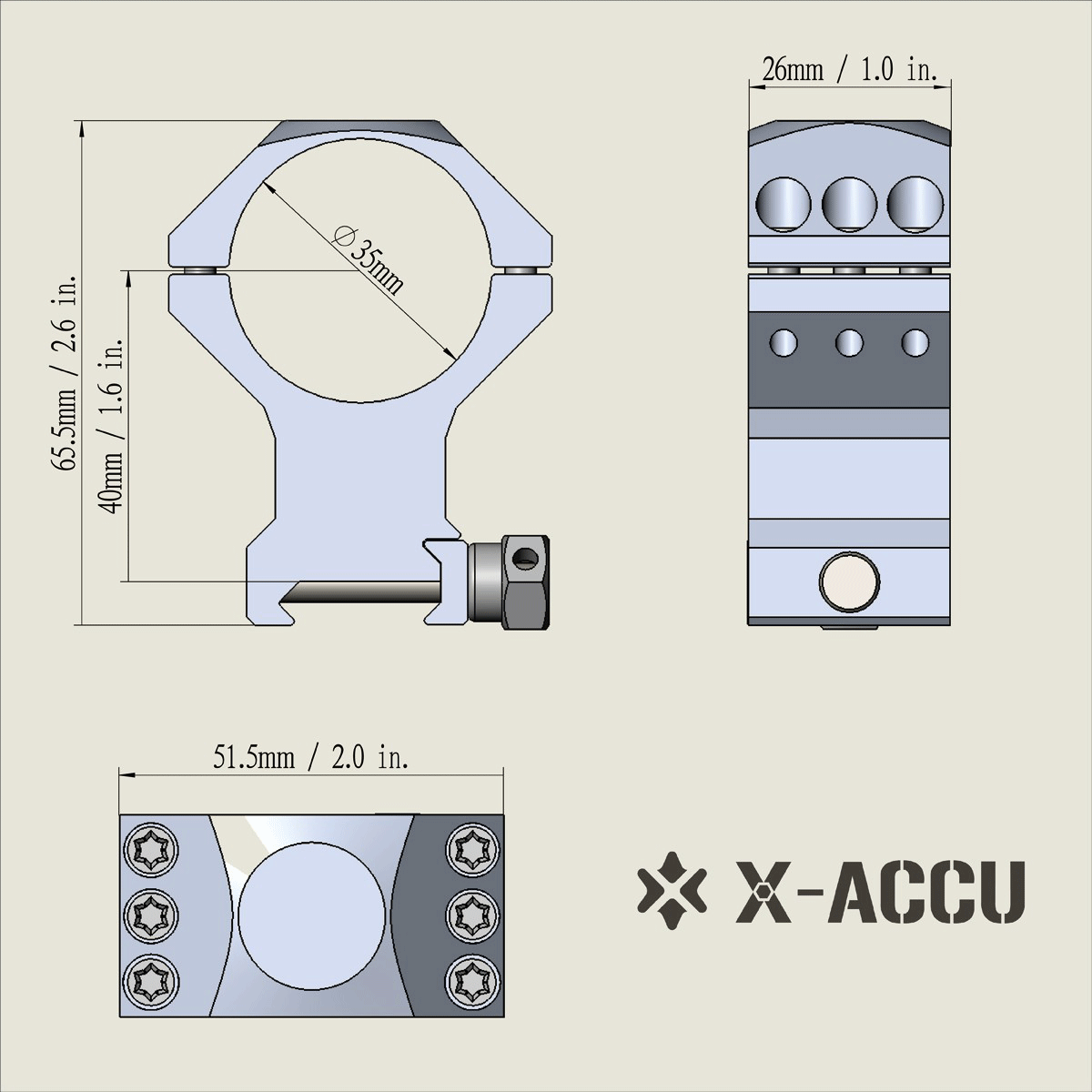 X-ACCU 35mm High Profile Scope Rings
