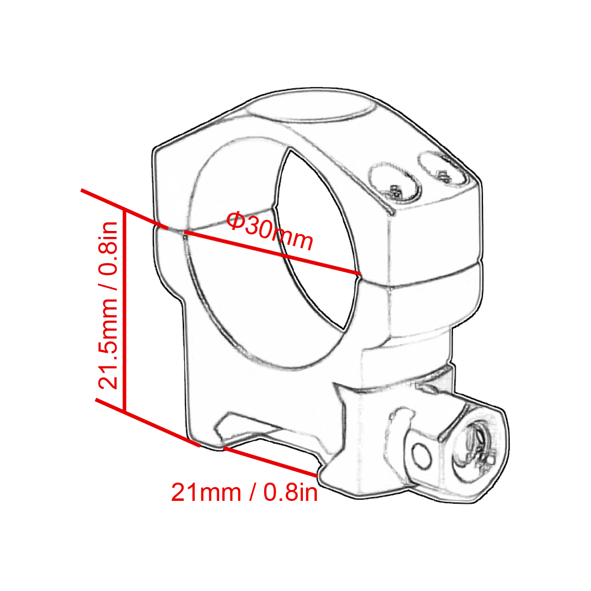 SCTM-27 30mm Mark Low Profile Weaver Rings Diagram