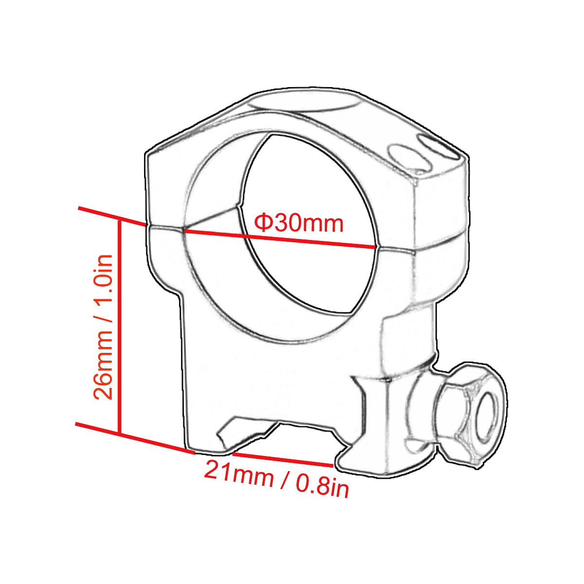 Diagrama de anillos de tejedor de perfil medio SCTM-22 de 30 mm