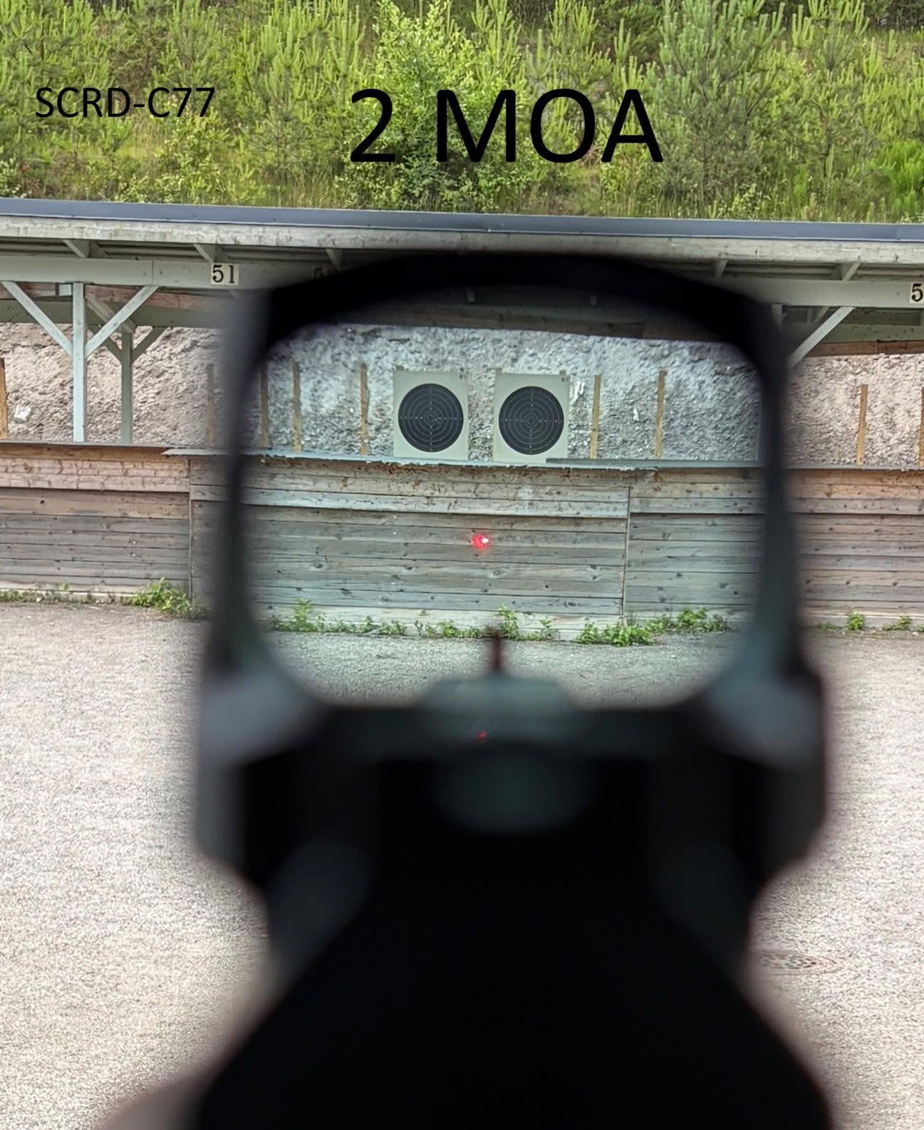 SCRD-C77 2 MOA dot seen through the window