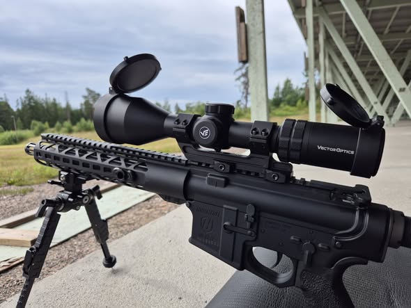 Grizzly 3-12x56i Fiber SFP Rifle Scope MPVO SCOM-49 mounted on a rifle