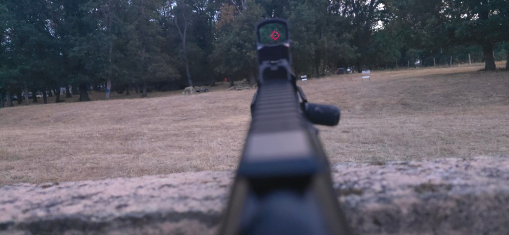 Circle-and-dot reticle view through the Frenzy FLEX on the AK Circle-and-dot reticle view through the Frenzy FLEX on the AK