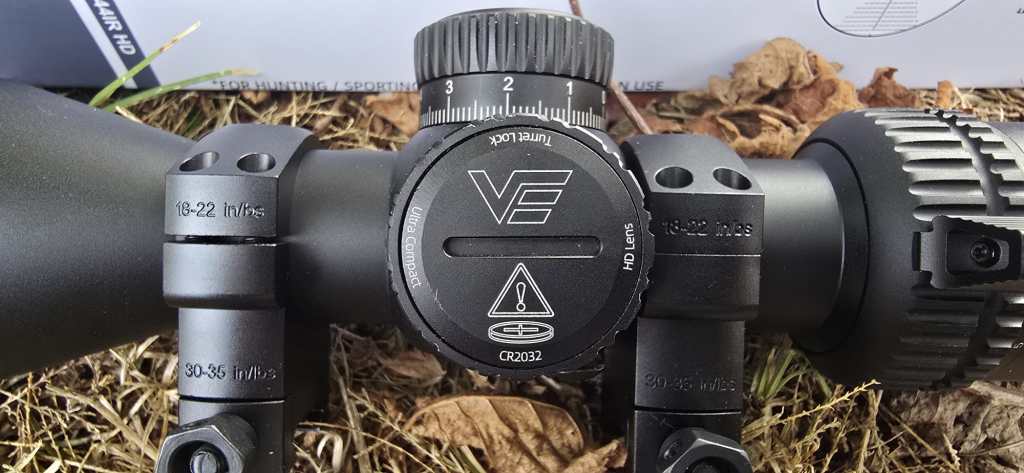 Turret lock and Picatinny rings of the Veyron GenII 3-12x44 HD CTR FFP Rifle Scope